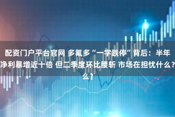 配资门户平台官网 多氟多“一字跌停”背后：半年净利暴增近十倍 但二季度环比腰斩 市场在担忧什么？